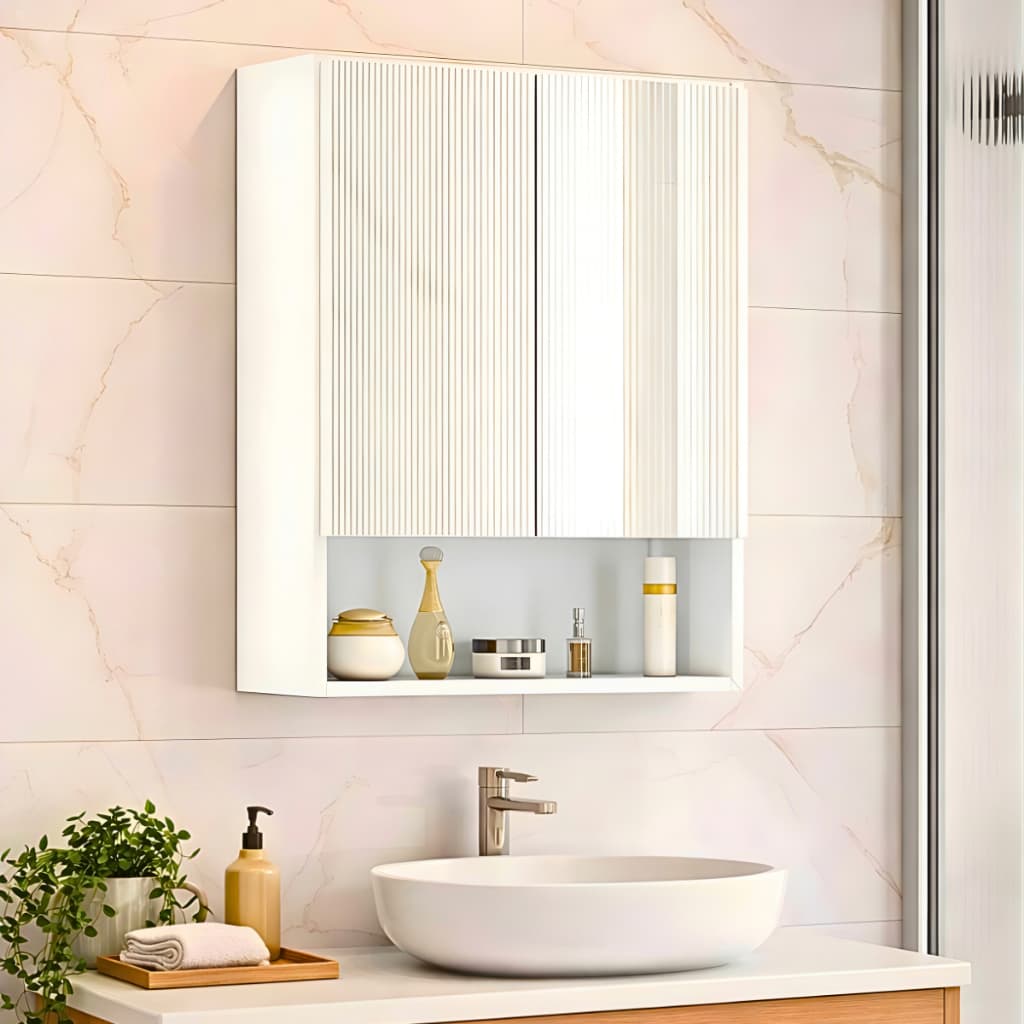 *SUPER PROMOÇÃO* Armário Espelheira Banheiro Gourmet 45cm 2 Portas 1 Nicho Divisório Moderno Jurerê