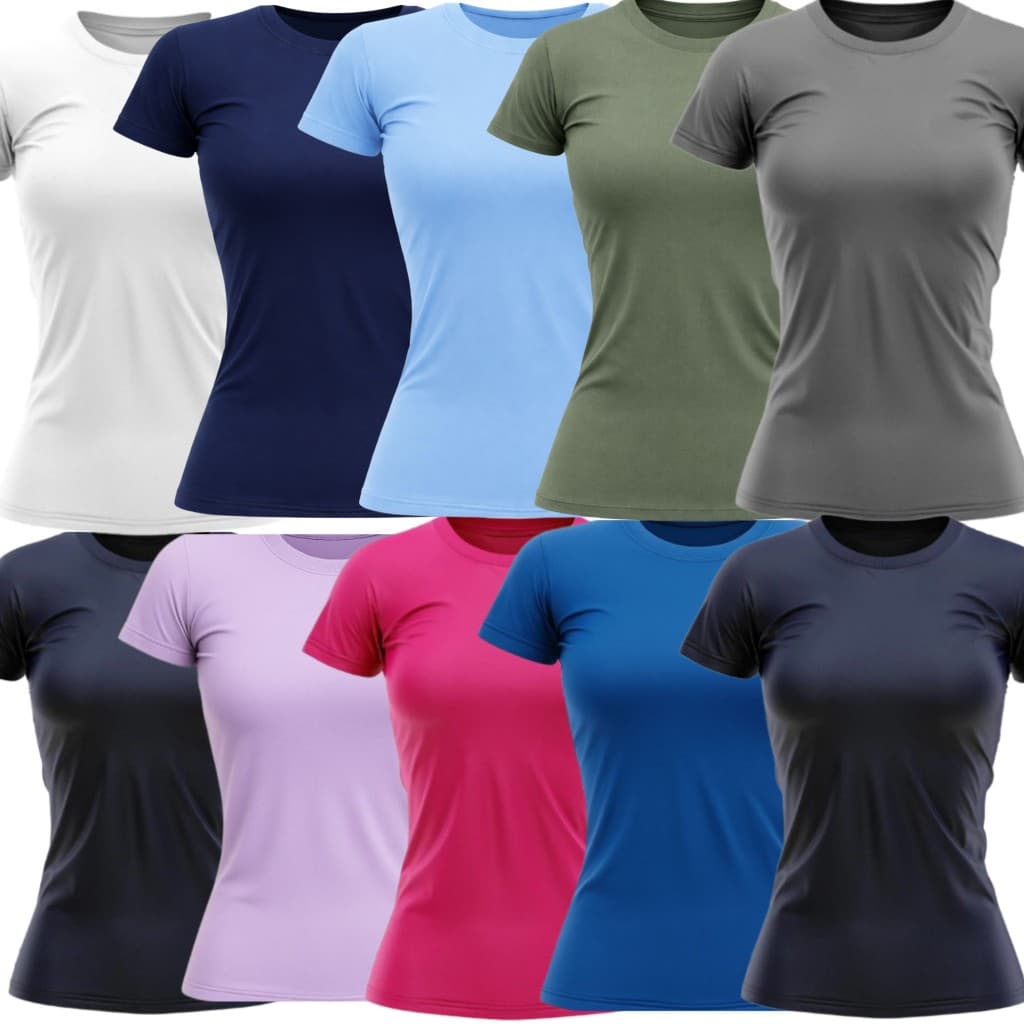 Kit 5 Camisas Femininas Dry Fit Academia Promoção Barato Pronta Entrega