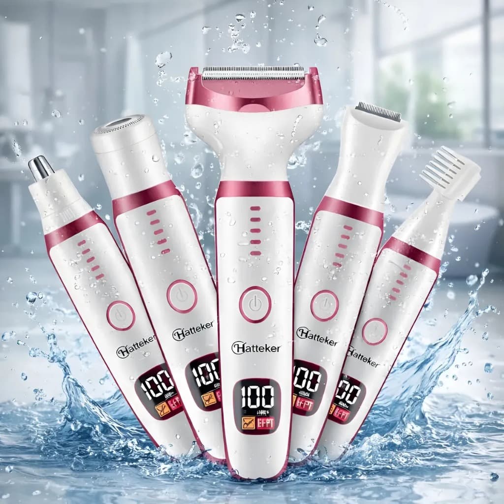 Aparador Depilador Elétrico Feminino 5 em 1  Pernas Braços e partes Intimas Recarregável USB Hatteker