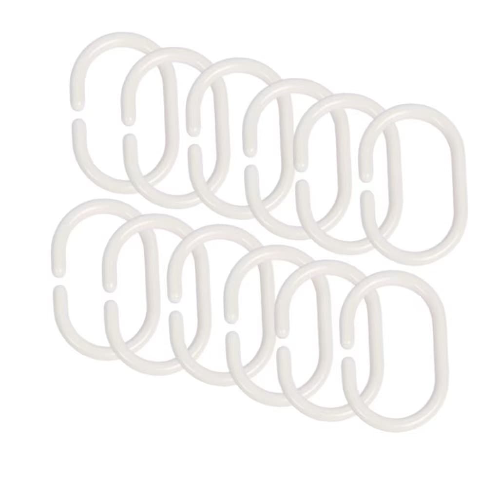 Kit 12 pecas Argola Gancho para Cortina de Box Banheiro Branco