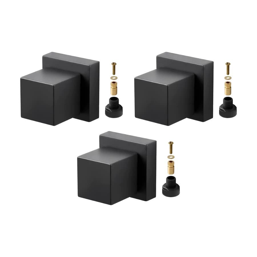 Kit 3 Acabamentos Registro Quadrado 1/2 e 3/4 Preto Fosco Metal Padrão Deca + Conversor Docol