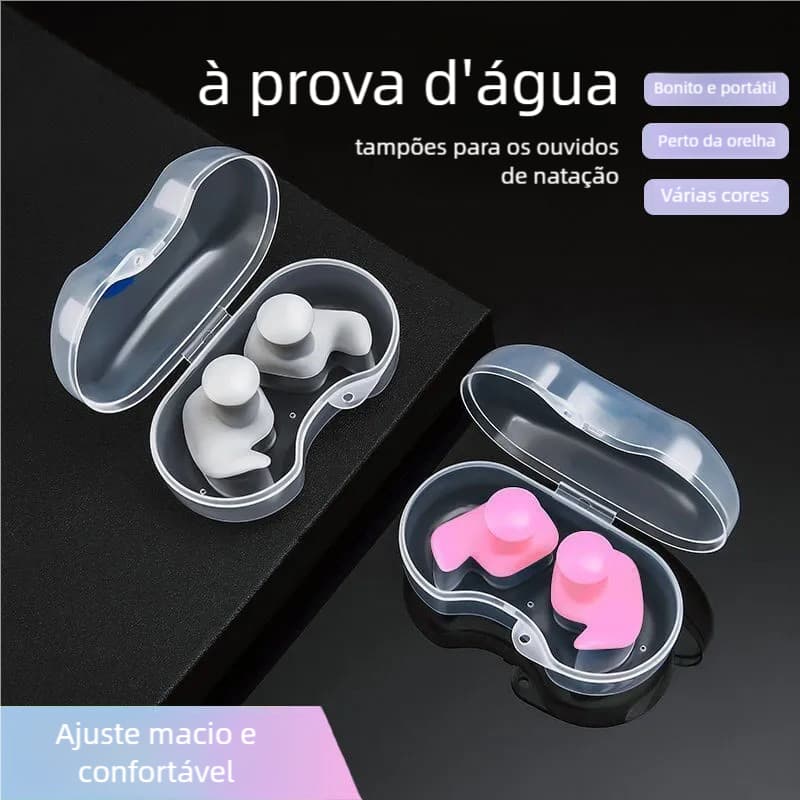 Protetor de Ouvido Silicone Flexível - Tampão Auricular Natação Adulto e Infantil