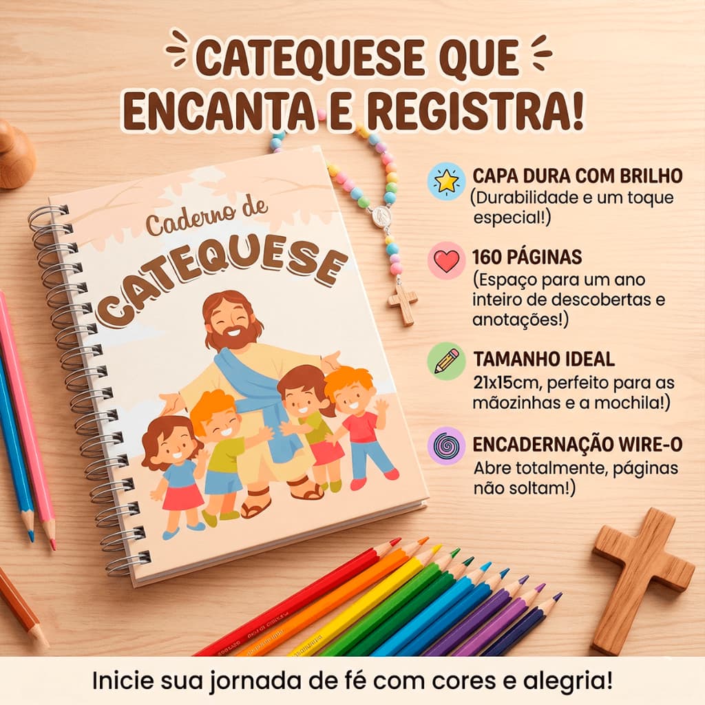 Caderno para Catequese Infantil Matéria Religião 21x15cm