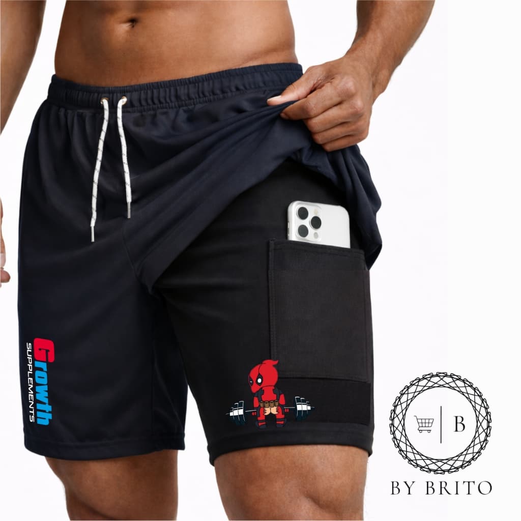 Bermuda Shorts Compressão 2 Em 1 Dry Fit Com Elastano Growth Dpll, Ideal Para Treinos, Academia