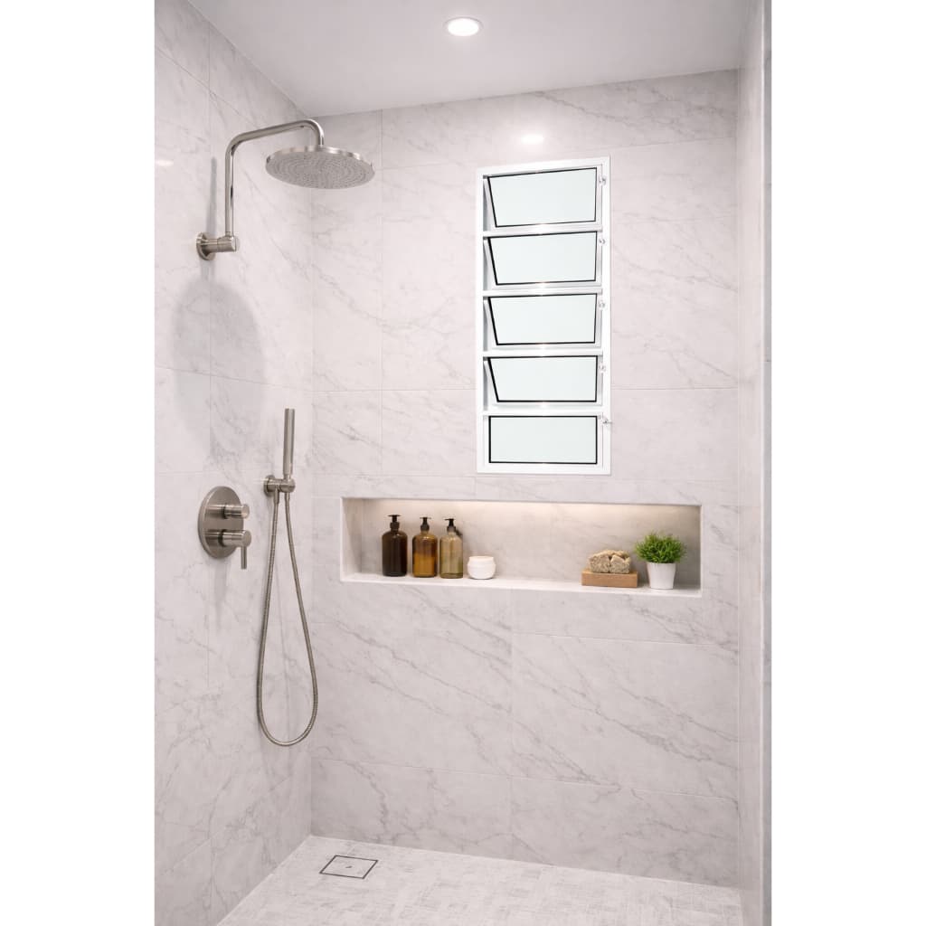 Vitro Basculante 100 x 40 Alumínio Branco Vidro Liso