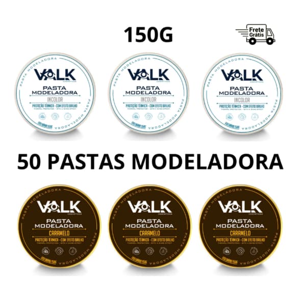 KIT x50 Pomada Modeladora Valk Varios Modelos 150g Revenda Barbearia Atacado Efeito Brilho