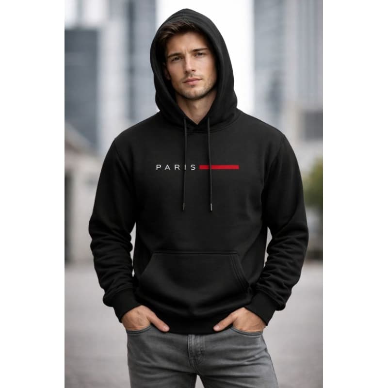 Moletom Masculino Canguru com Capuz Estampa Minimalista Streetwear Casual