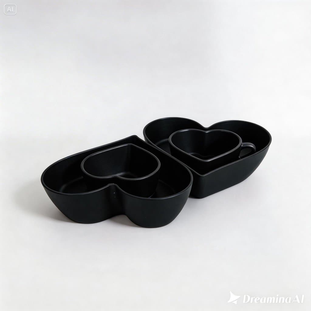 Kit 2 Xícara E 2 Petisqueira Coração 2 em 1 Plástico Servir Café Lanche Mesa Posta Romântica