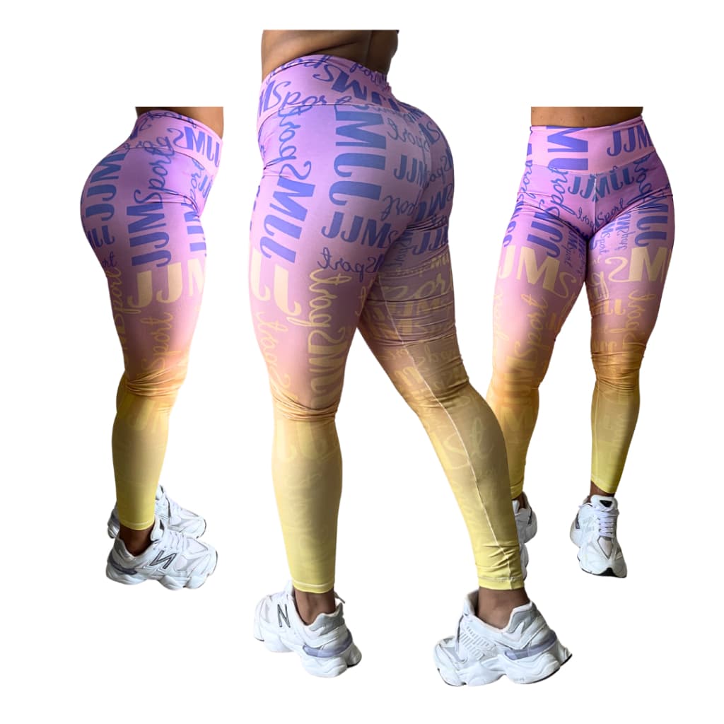 Calça Legging Feminina Estampada Degradê Cintura Alta Academia Fitness Compressão