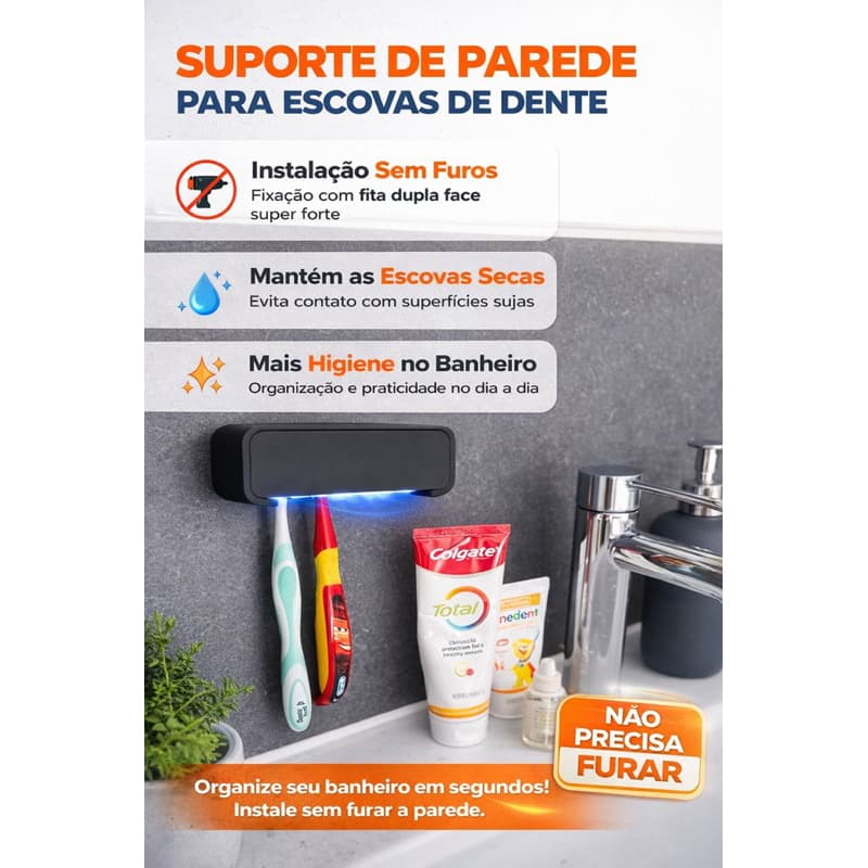 SUPORTE DE PAREDE PARA ESCOVA DE DENTE