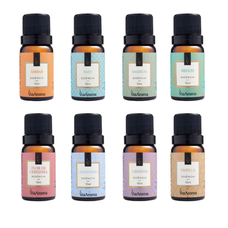 Essência Aromática Via Aroma 10ml para Difusor Elétrico | Lavanda Bamboo Vanilla Baby Âmbar Breeze Flor de Cerejeira