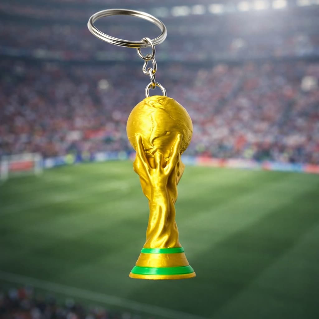 Kit Chaveiro Taça Copa do Mundo 5cm Dourado Lembrancinha Festa Futebol Troféu Copa Brasil Hexa