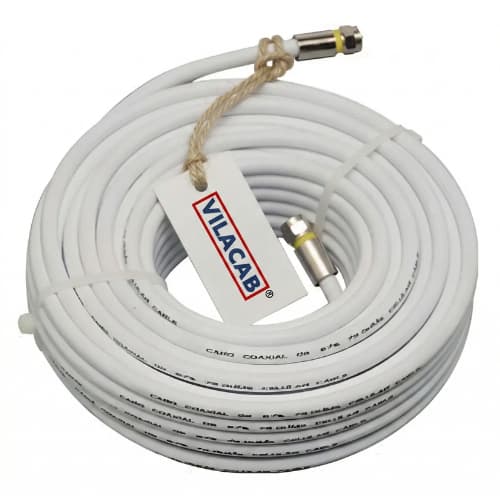 Cabo Coaxial RG06 95% Malha Montado com Conectores de Compressão Antena Tv A Cabo Satélite