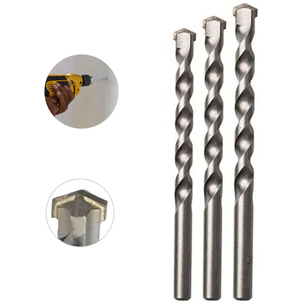 Kit Com 3 Brocas Para Perfurar Concreto Parede Alvenaria 6/8/10 mm Profissional