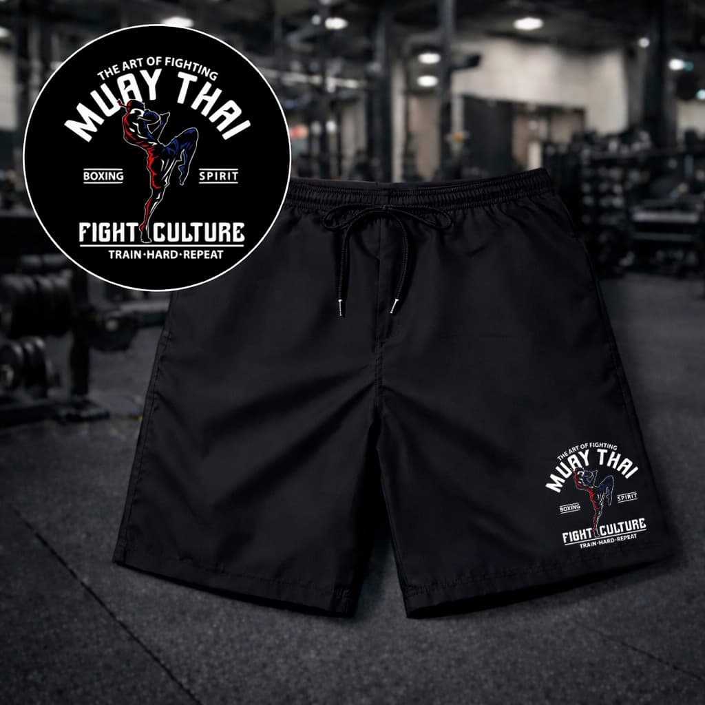 Short Bermuda Tactel Mauricinho Academia Estampado Muay Thai Luta Treino Estilo Premium Esportivo
