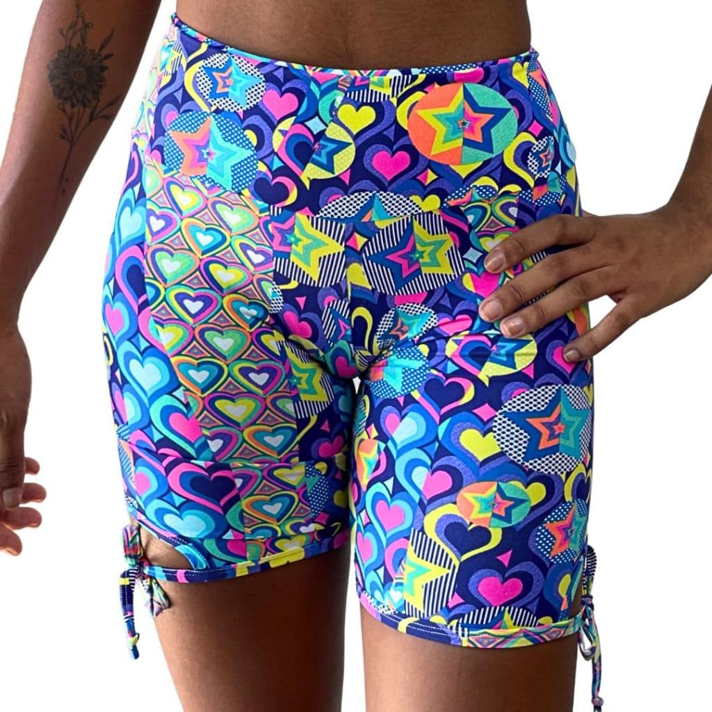 Short Feminino Academia Cintura Alta Fitness Estampado Colorido Shorts Treino Ginástica Confortável Elastano