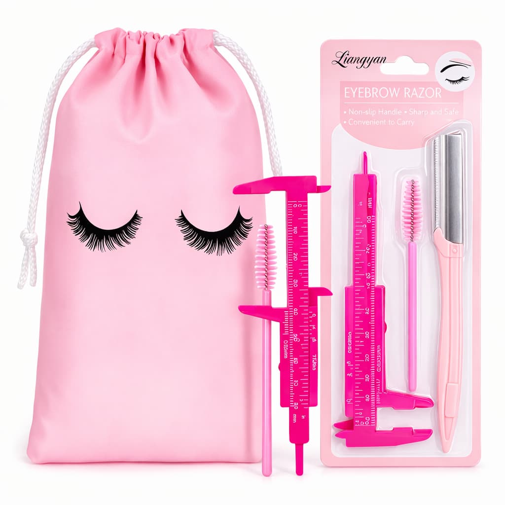 Kit Design de Sobrancelhas de Bolsa Paquímetro Escovinha e Navalhete e Bag Reparos Rápidos