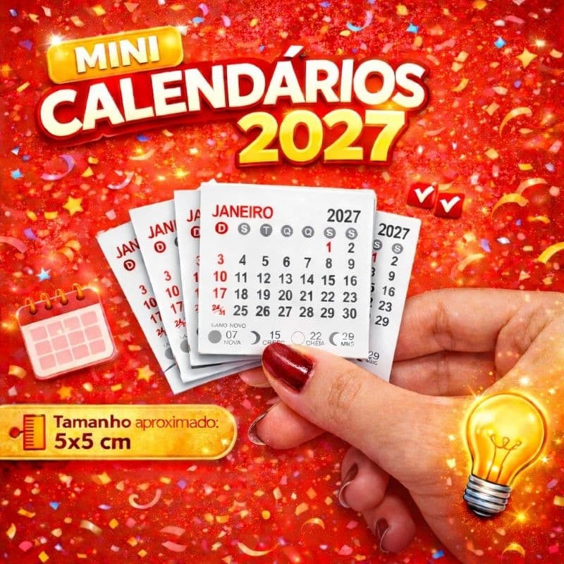 Mini Calendário 2027 Em Bloco / 5x5cm /50 Unidades Destacados