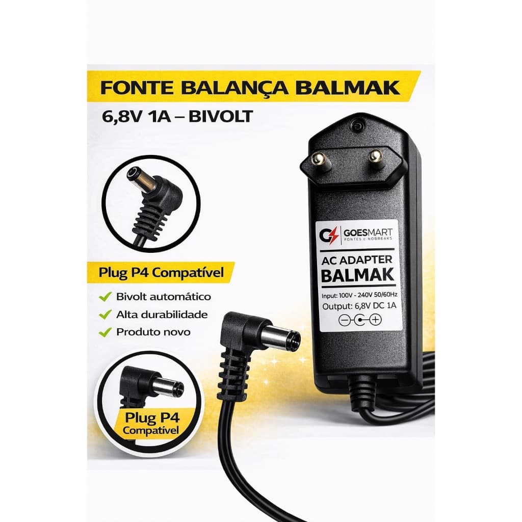 Fonte DC 6.8V 1A Ideal para Balança Eletrônica Balmak