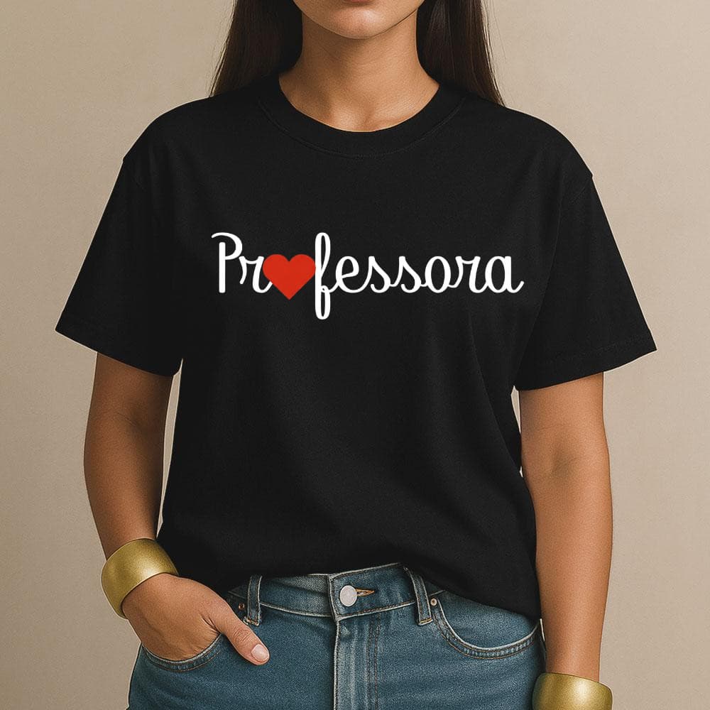 Camiseta Estampada Professora T-Shirt Algodão para dar aula escola Varias Cores Feminina