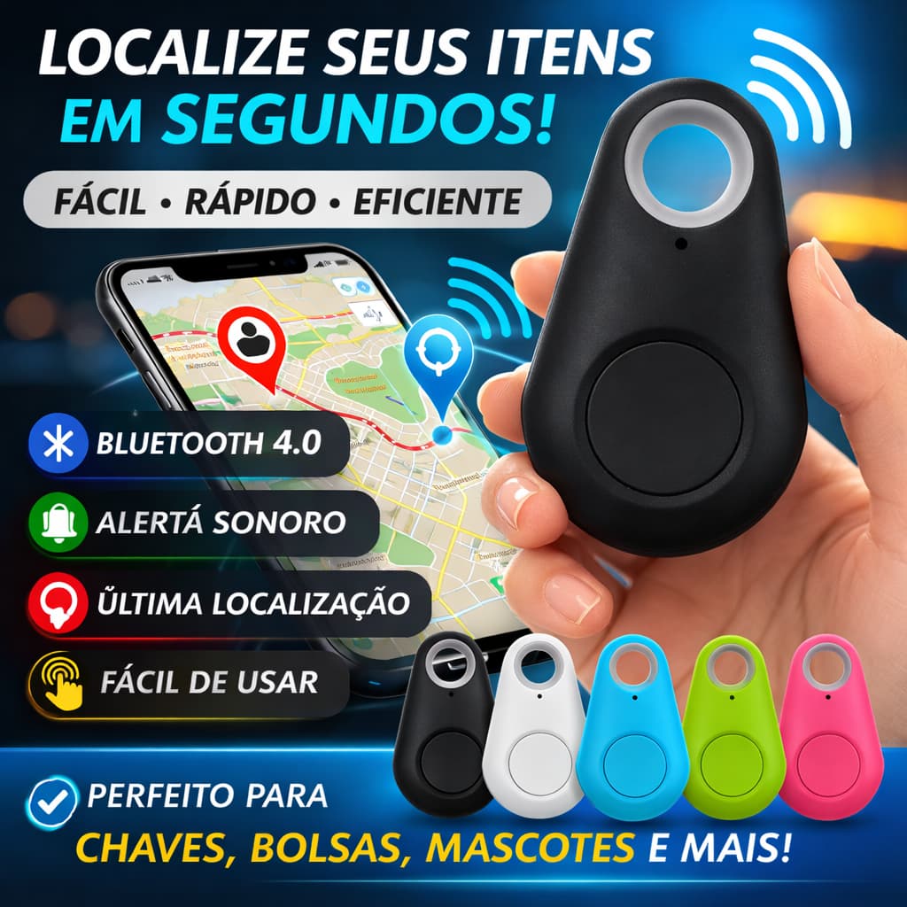 Chaveiro Rastreador Bluetooth Anti Perda Localizador de Chaves Bolsa Mochila iOS Android Cores Sortidas