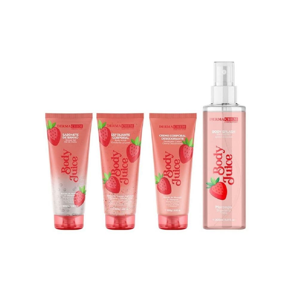 Kit Body Juice Morango Dermachem - Pele Cheirosa, Hidratada e Delicosa.