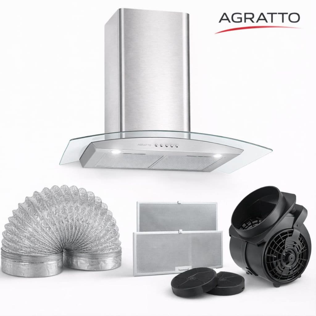 Coifa de Vidro Parede Agratto 220V Inox Potente Depurador e Exaustor Cozinha Moderna