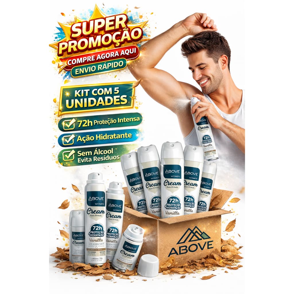 Kit 5 Desodorante Above Women Vanilla 72h Antitranspirante Aerosol - Compre Agora Desodorante Above