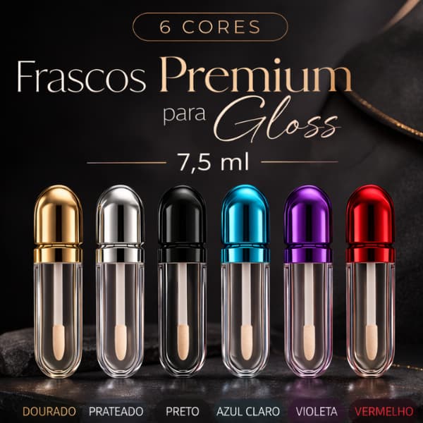 Kit 10 Frascos Premium Para Gloss 7,5ml Tubo Lip Gloss Batom Líquido Embalagem Cosmética Vazio Com Aplicador