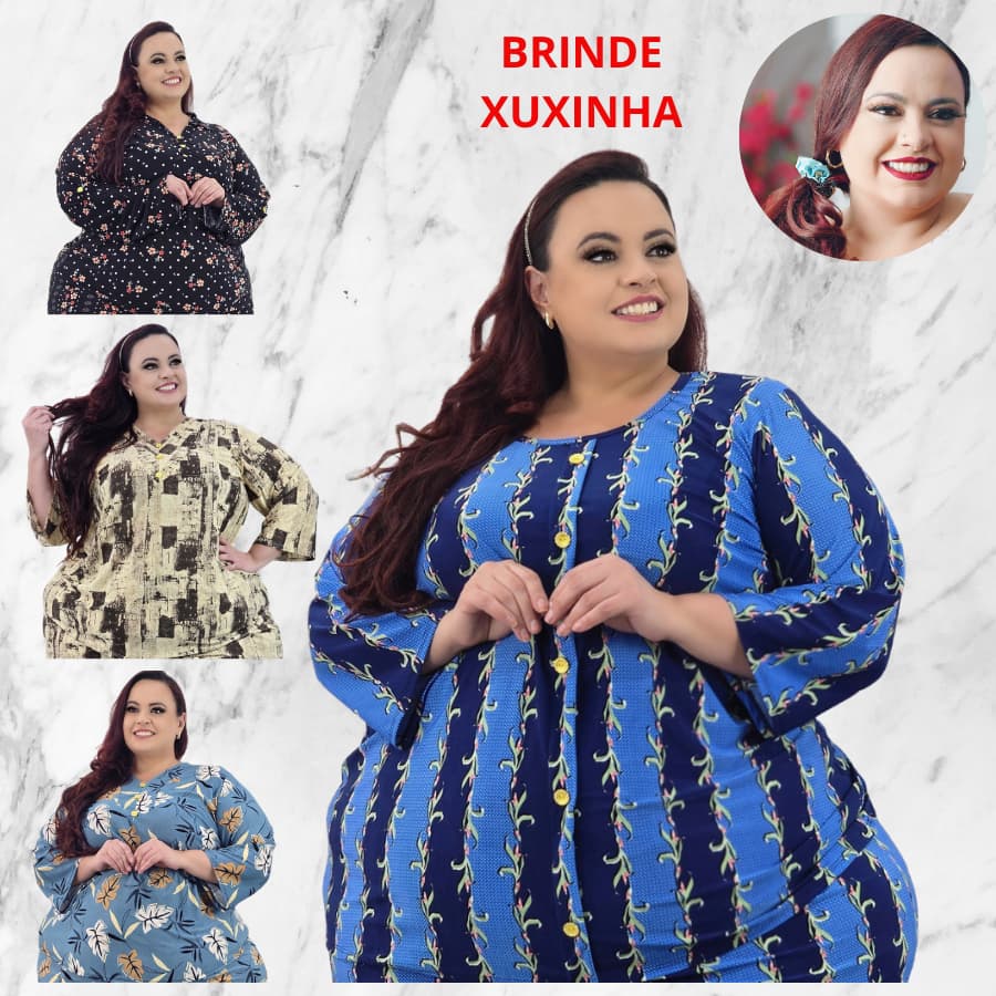 Blusa Feminina Manga 2 em1 Plus Size Manga 3/4 Estampada Liganete Meia Estação