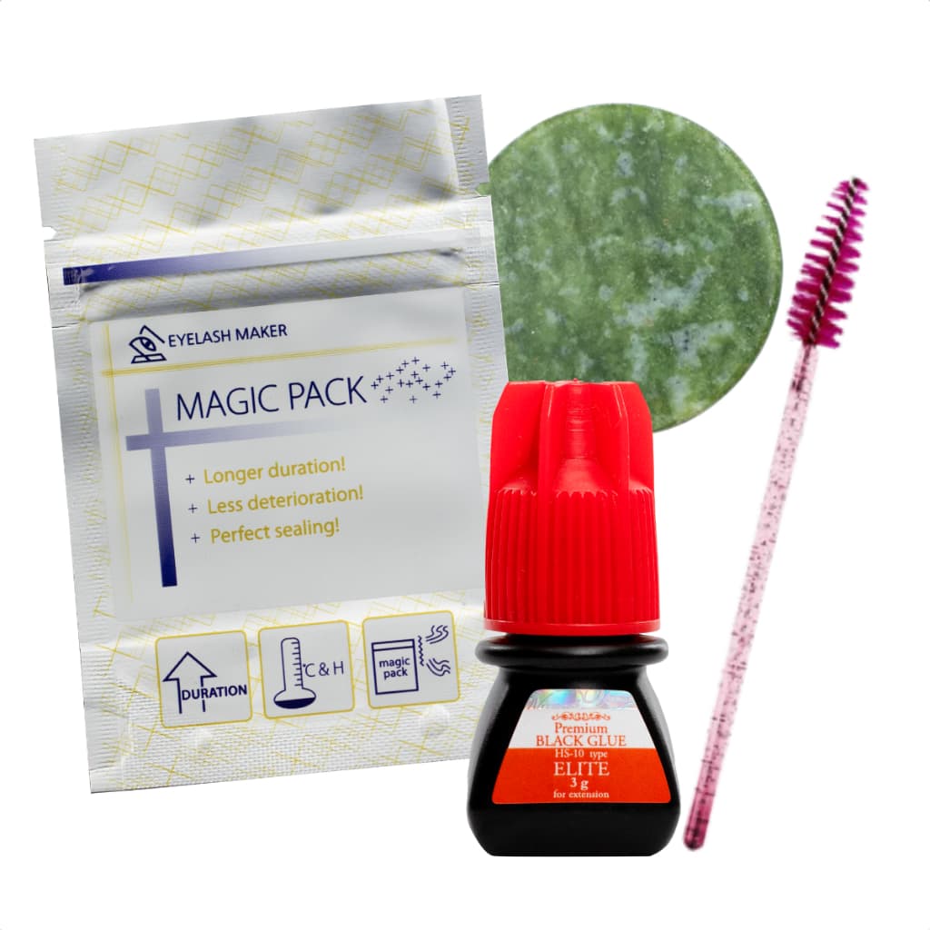 Kit Cola Para Extensão de Cílios Elite HS10 3ml com Pedra Jade Profissional Lash