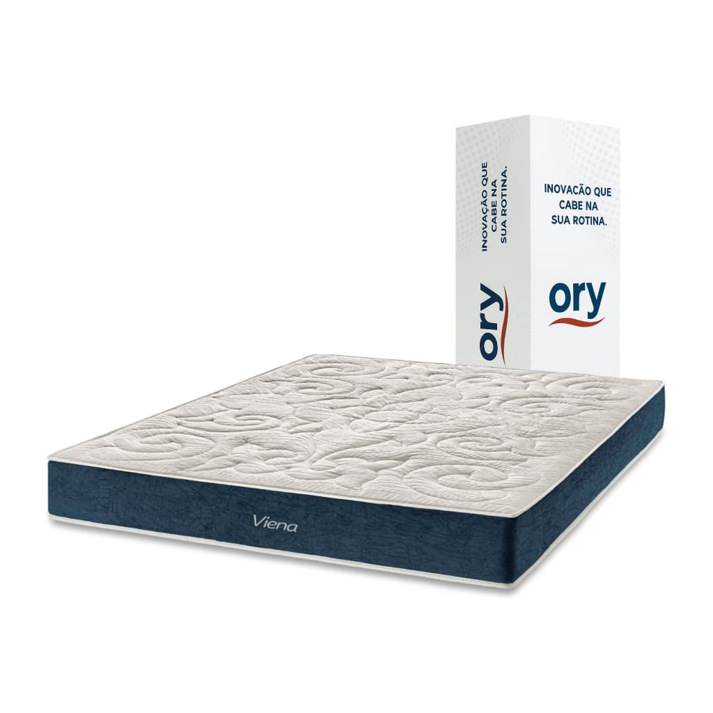 Colchão de Espuma Ortopédico D33 a Vácuo Conforto Firme Tecido Jacquard Lateral em Suede Ory Viena