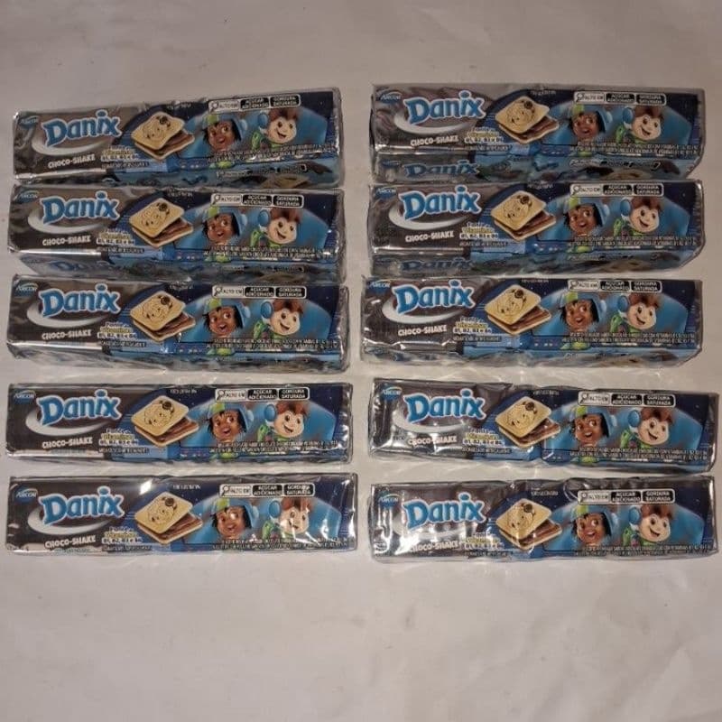 kit 10 biscoito danix recheado choco shake bolacha recheada de 130g,merenda escolar.