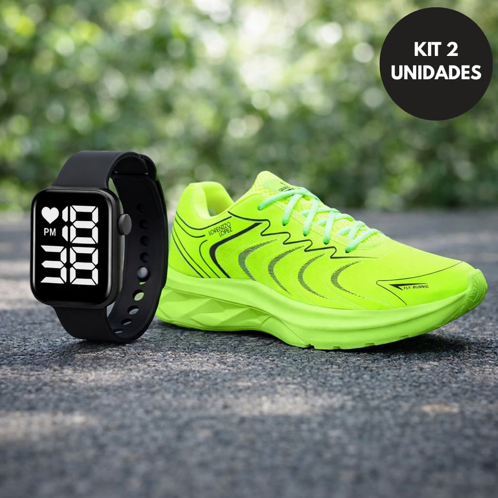 it Tênis Masculino Running + Relógio Digital Esportivo LED Fitness Corrida Caminhada Academia
