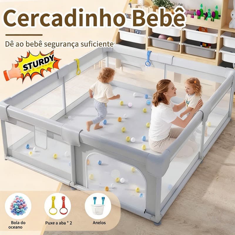 Cercadinho Bebê Chiqueirinho Infantil Grande Portátil Dobrável e Seguro
