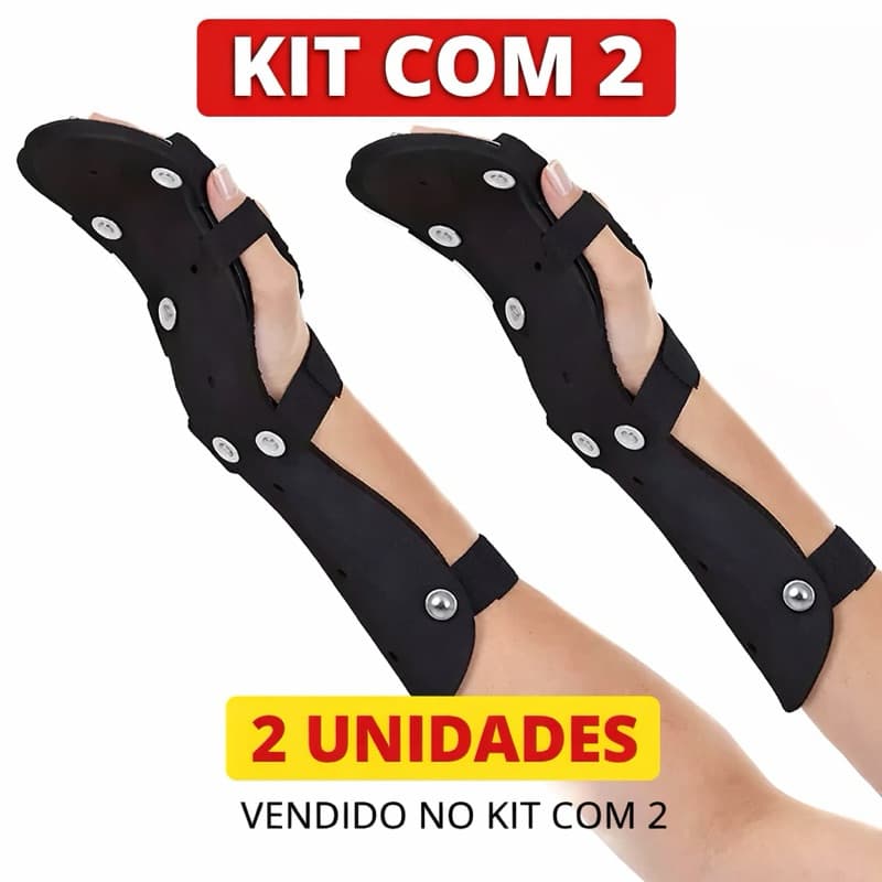 Kit 2- Ortese Tala De PVC Para Punho, Mãos E Dedos Adulto Preto