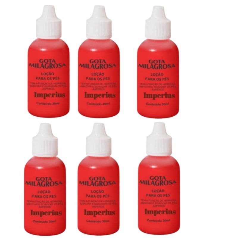kit 6 unidades de Gota Milagrosa para os pés combate rachaduras & ressecamento 30 ml cada