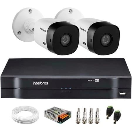 Kit 2 Câmeras HD 720p VHL 1120 B + DVR 1104 Intelbras + Acessórios