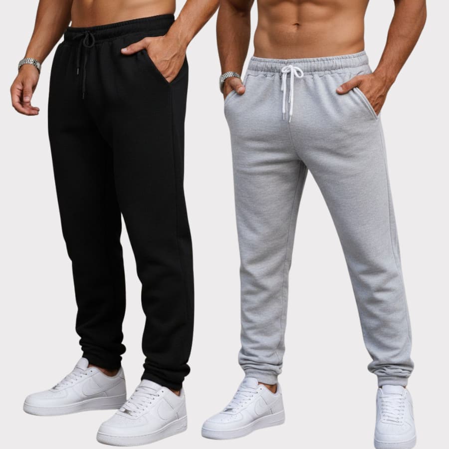 Kit 2 Calças de Moletom Masculina Jogger com Cordão Confortável Casual Inverno