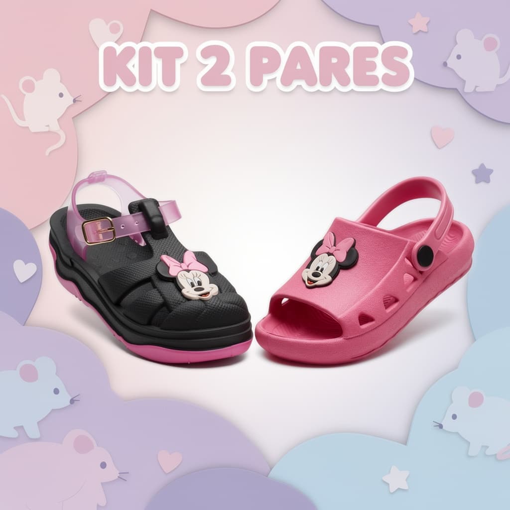 Kit 2 Pares Sandália Menina Confortável Casual Para Brincar