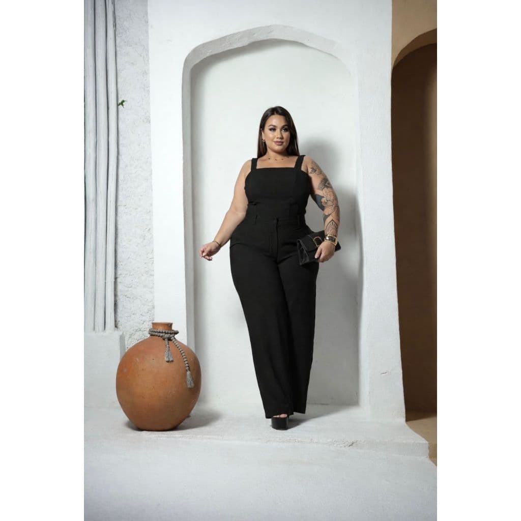 Conjunto Alfaiataria Sensorial Plus Size Feminino Premium Pantalona + Cropped Elegante GG G1 G2 G3