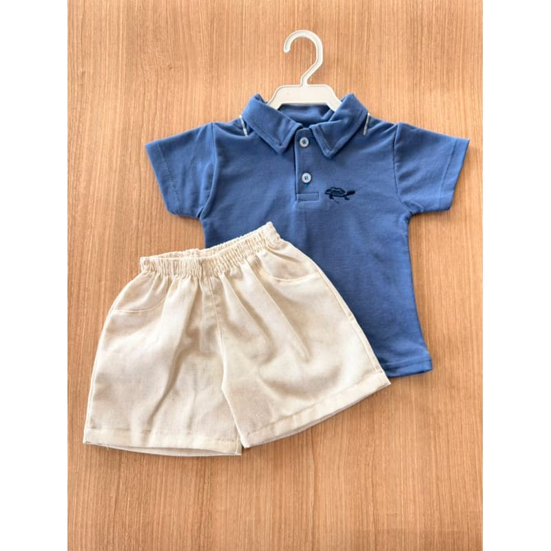 Conjunto infantil menino camisa polo e short algodão