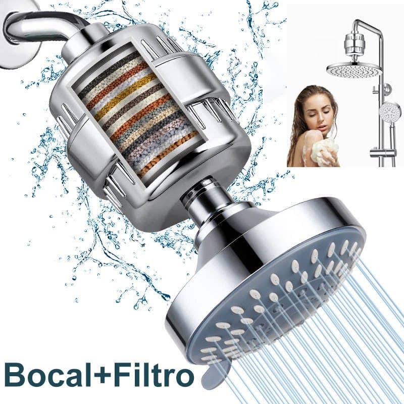 Conjunto de filtro de chuveiro de 15 camadas,purificador de água para banheira,4 polegadas de 5 modos de fluxo de água
