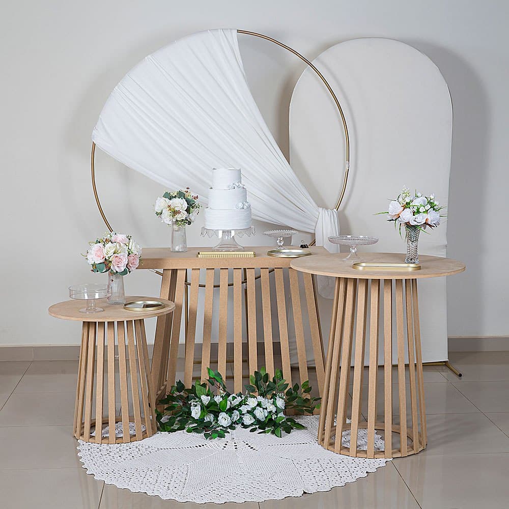 Jogo de Mesa Cone Ripada 80 e 60 e 40 CM al Decorativas festa  MDF CRU