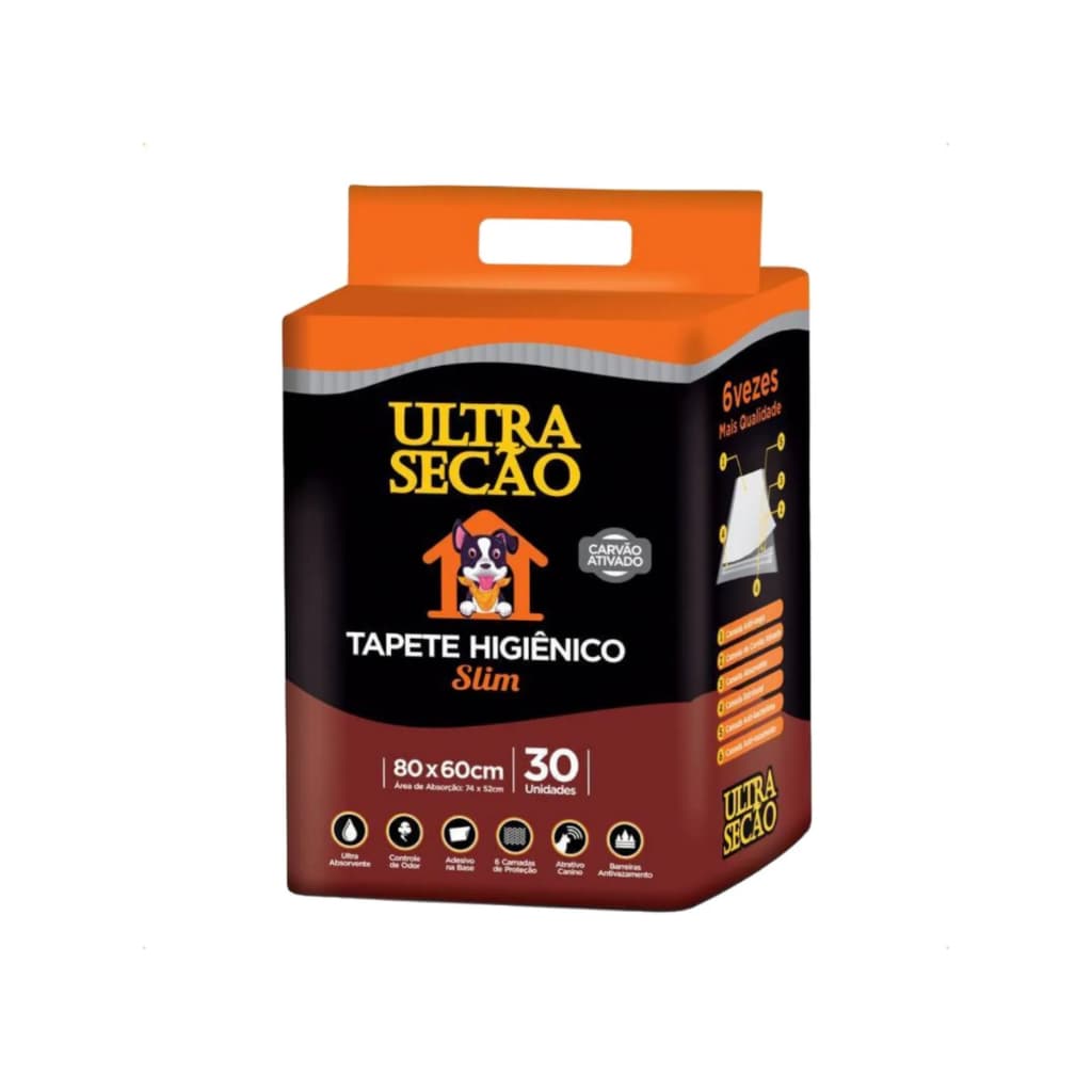 Tapete Higiênico Great Pets Carvão Ativado 80x60cm 30un Absorvente
