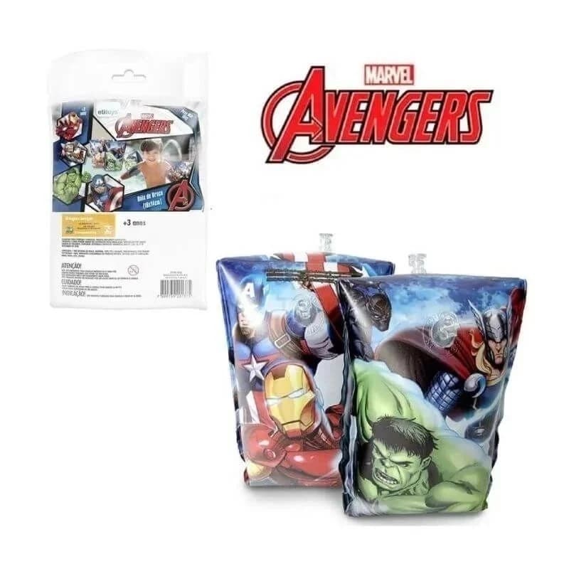 BOIA DE BRAÇO INFANTIL VINGADORES ATE 18kg BOIA PISCINA MARVEL