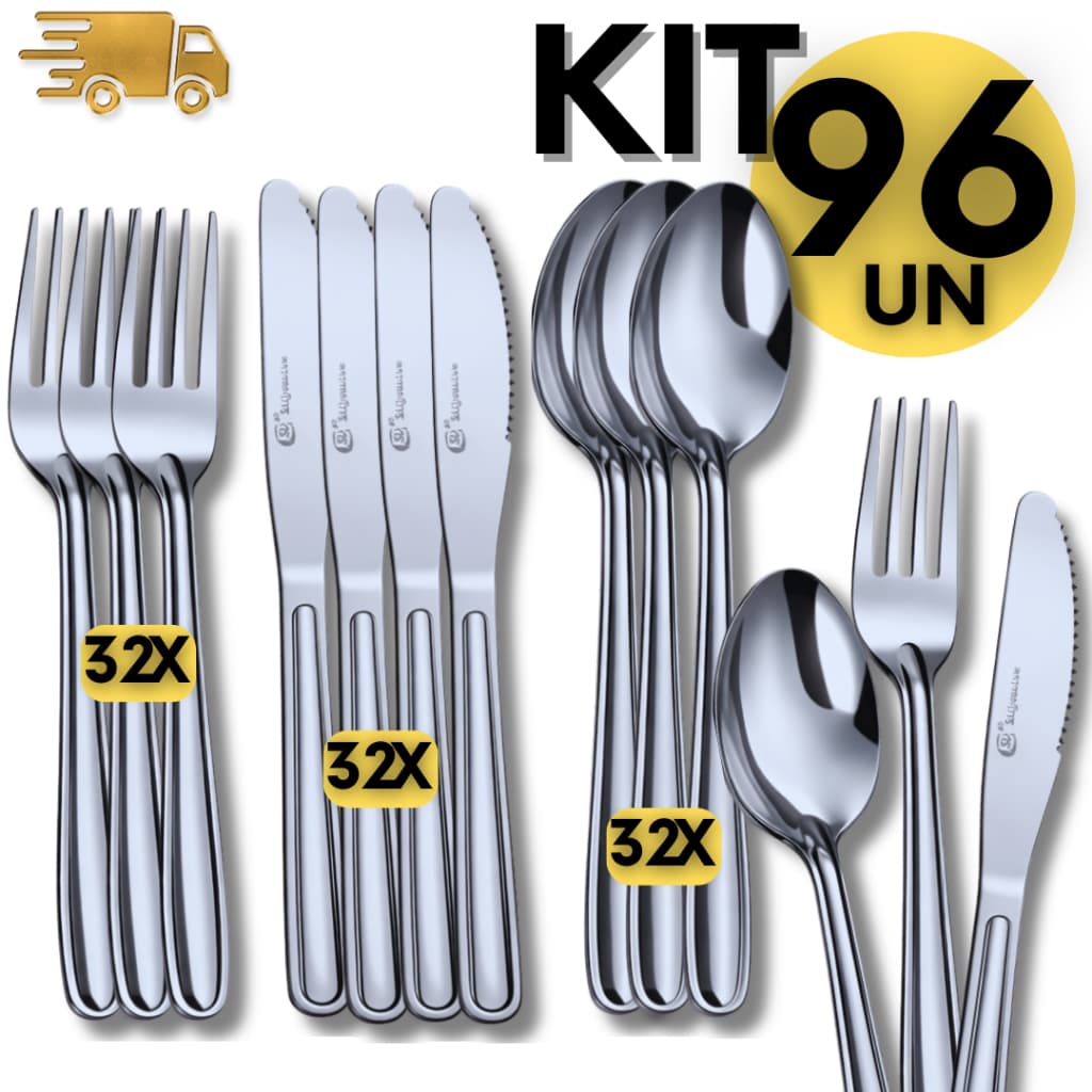 Jogo 96/72/48/36 inox Garfo Faca Colher Cozinha Restaurante Gafos Facas Colheres Talheres Talher