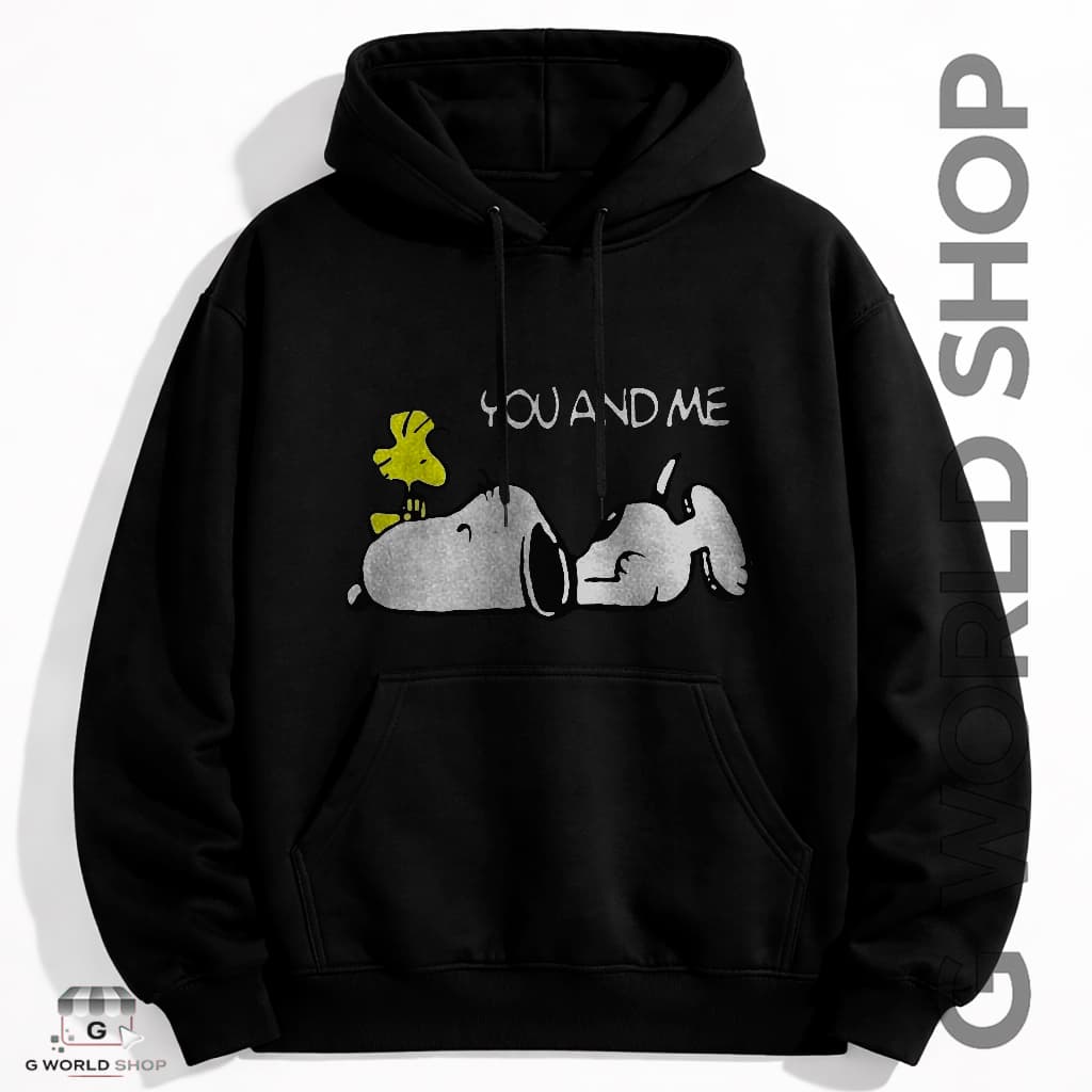 Moletom Com Capuz Snoopy e Seu Amigo Woodstock You And Me "Você e Eu" Blusa Casaco de Frio Canguru Adulto e Infantil