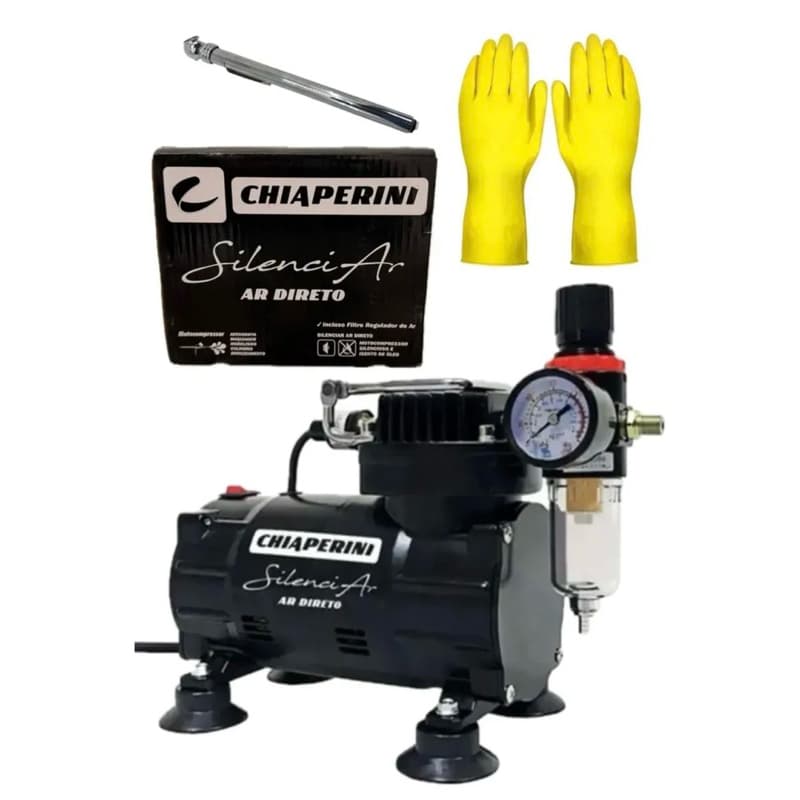 Compressor Silencioso Chiaperini Ar Direto Portátil Multiuso Preto 127v 60 Monofásica