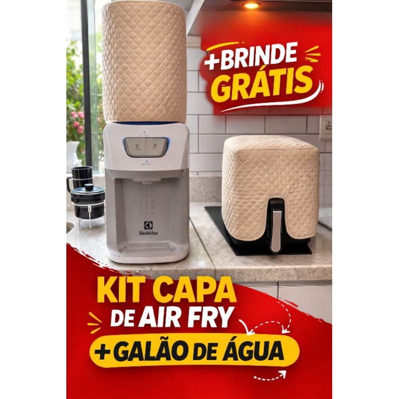 KIt Capa de Air Fryer + Galão água Matelada Proteção Premium 4 e 4,5 L